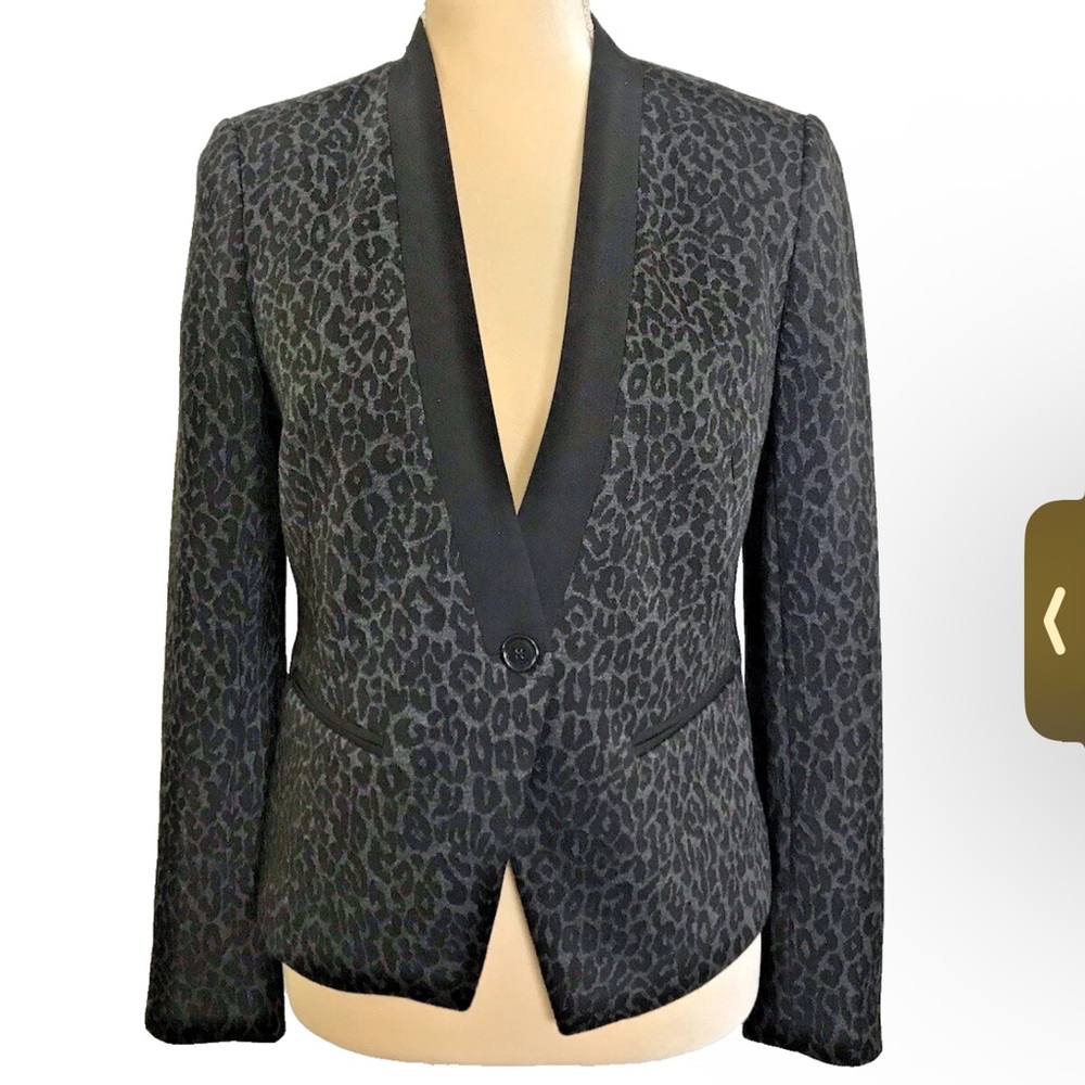 ANN TAYLOR Black Leopard Print Blazer NWT Size 6P Jacket